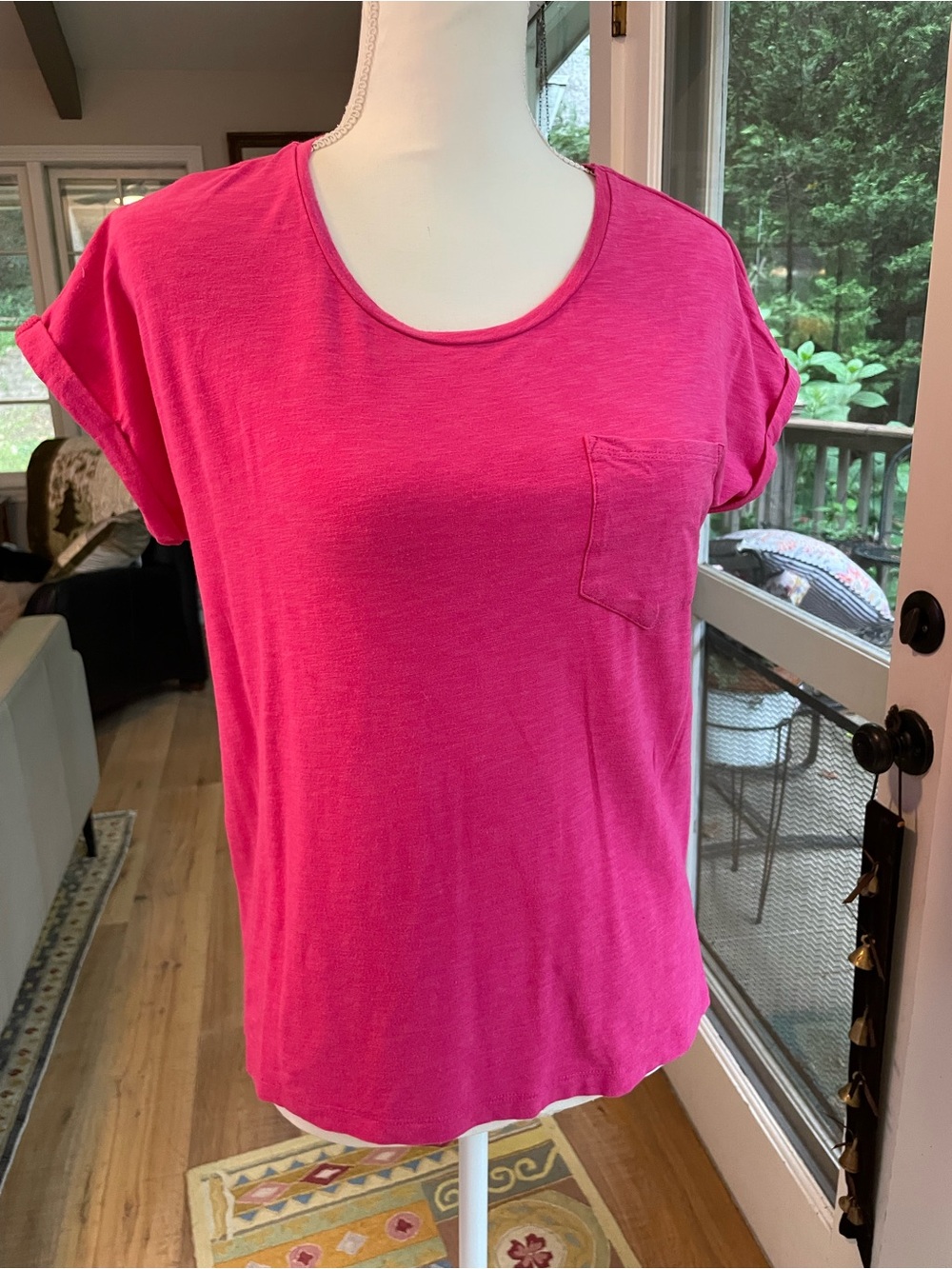 Sigrid Olsen Hot Pink Short-Sleeve Pocket Tee